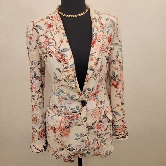 Zara Jackets & Blazers - Zara Ladies One Button Floral Blazer, Sz Small